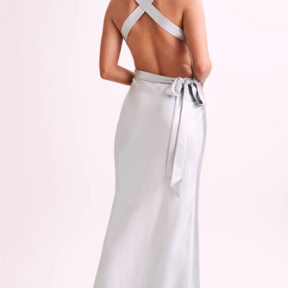 Meshki Caellie Satin Cowl Maxi Dress - Silver - Picture 4 of 11